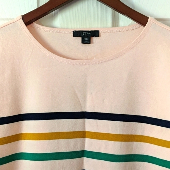 J. Crew Oversized Striped Boatneck Cotton Tunic Top Pink XXS - Picture 2 of 11